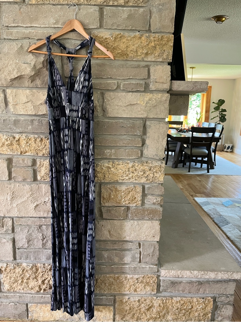 Banana Republic Abstract Print Maxi Halter Dress With Empire Waist Size Large